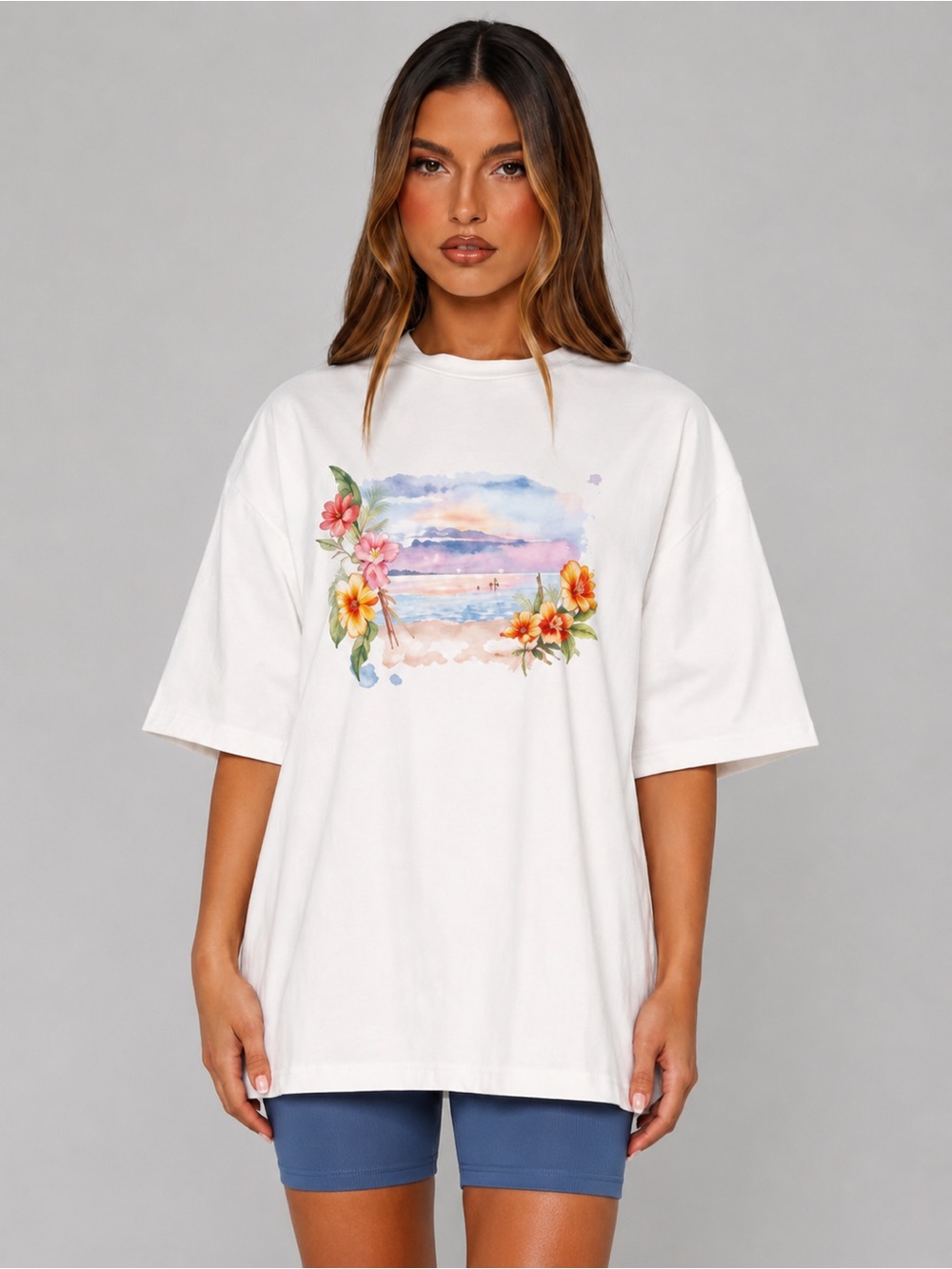 WHITE FOX | NWOT RARE Hawaii Horizon Oversized Graphic Tee, Size S/M